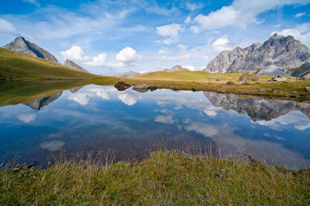 The mountains in the icy lakeの写真素材