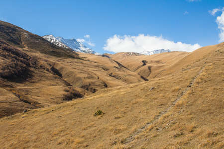 A path in the mountains near the village of Stepantsminda. Georgia Country