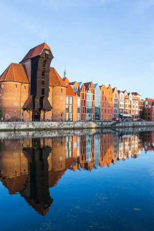 Gate-crane is a historical city gate with a lifting mechanism in Gdansk. Polandの写真素材