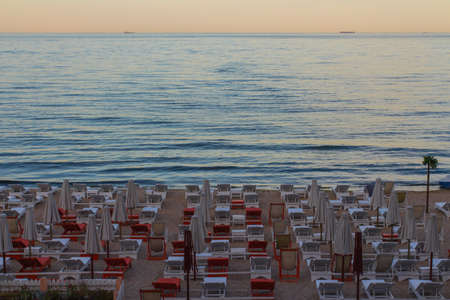 Beach in the city of Odesa at sunset. Ukraineの写真素材