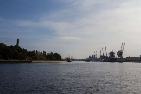 View of the Motlava River and Gdansk. Polandのeditorial素材