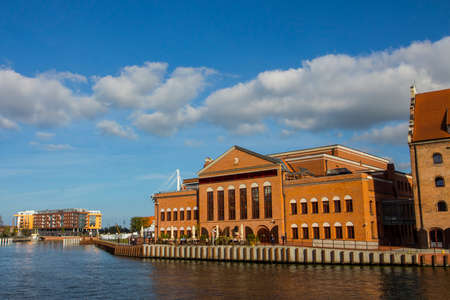 Historic buildings on the banks of the river in Gdansk. Poland