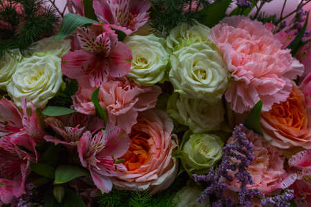Beautiful bouquet of flowers close upの写真素材