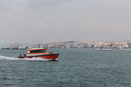 Coast Guard boat in the Bosphorus waters near Istanbul. Turkey