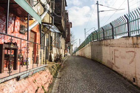Narrow street in Istanbul's historic district. Turkeyの写真素材