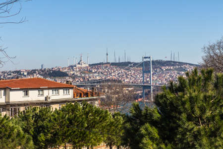 View of the Sultan Mehmed Fatih Bridge in Istanbul. Turkeyの写真素材