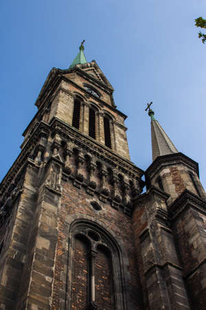 Bell tower of the Church of the Bakaz Square in Budapest. Hungaryの写真素材
