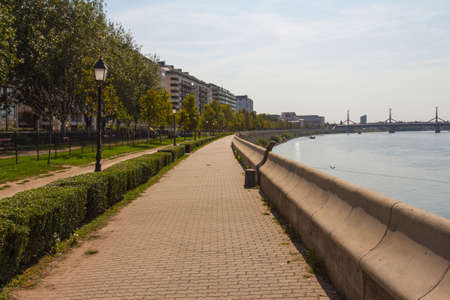 View of the Danube river embankment in Budapest. Hungaryの写真素材