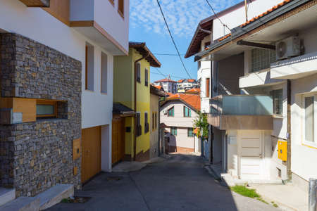 Narrow street in the historic district of Sarajevo. Bosnia and Herzegovinaの写真素材