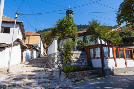 Narrow street in the historic district of Sarajevo. Bosnia and Herzegovinaの写真素材