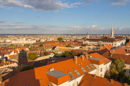 View of the rooftops of the historic Old Town of Budapest from a height. Hungaryの写真素材