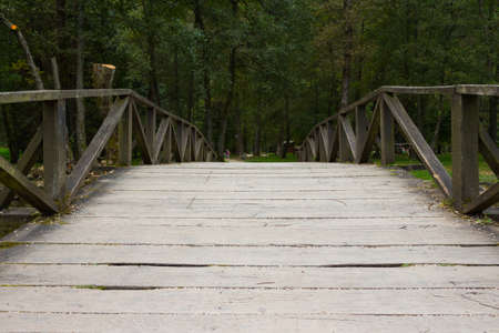 Wooden bridge in Vrelo Bosne Park in Sarajevo. Bosnia and Herzegovinaの写真素材