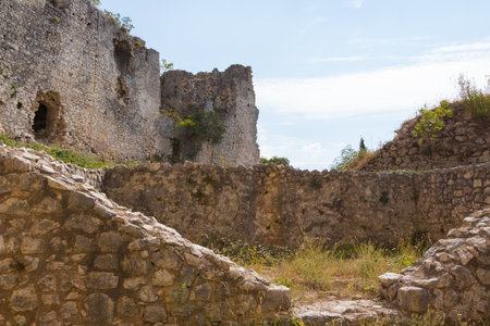 View of the walls of the historic Castle of herceg Stjepan in Blagaj. Bosnia and Herzegovinaのeditorial素材