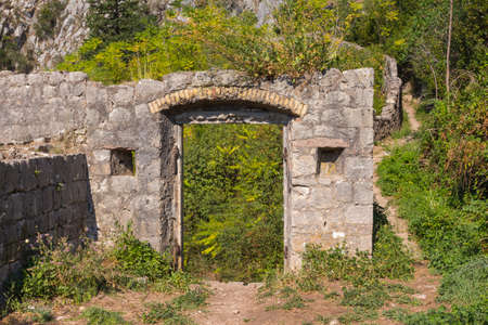 View of the ancient walls of the Castle Of San Giovanni, near the town of Kotor. Montenegroの写真素材