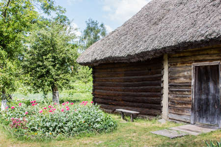 Historic traditional village house in the open-air museum in Pereyaslav. Ukraineのeditorial素材