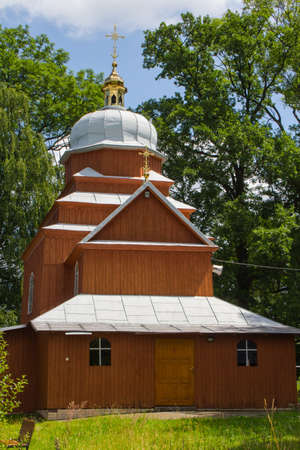 View of the ancient wooden Church of the Holy Great Martyr Paraskeva in Drohobych. Ukraineの写真素材