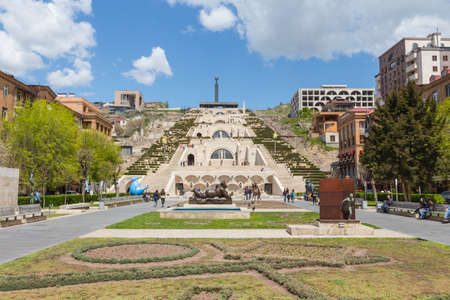 View of the Cascade the most famous attraction of Yerevan. April 25, 2019