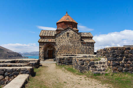 The buildings of the ancient monastery of Sevanavank near Lake Sevan in Armeniaの写真素材