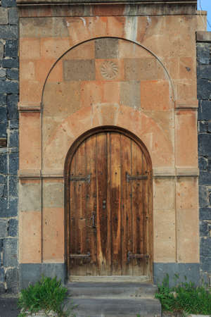Wooden doors in a historic building in Yerevan. Armeniaの写真素材