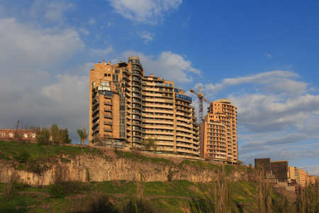 View of a residential building on a hill in Yerevan. Armeniaの写真素材