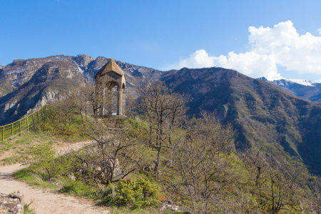 View of the historic observation deck Halidzor in the mountains near the Tatev Monastery. Armeniaの写真素材