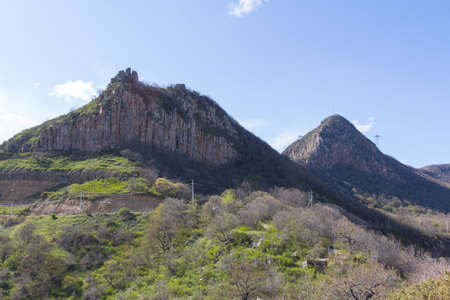 View of the mountains near the Tatev Monastery in the spring. Armenia