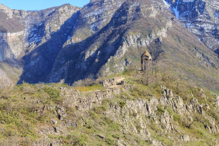 View of the historic observation deck Halidzor in the mountains near the Tatev Monastery. Armeniaの写真素材