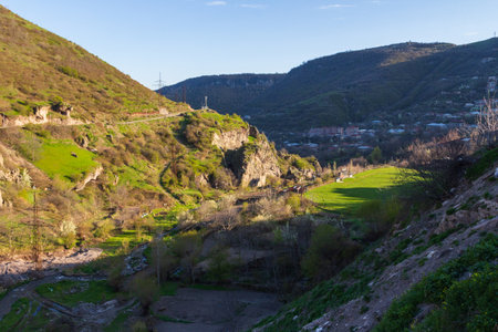 View of the canyon of the Vararak river in the town of Goris. Armeniaの写真素材