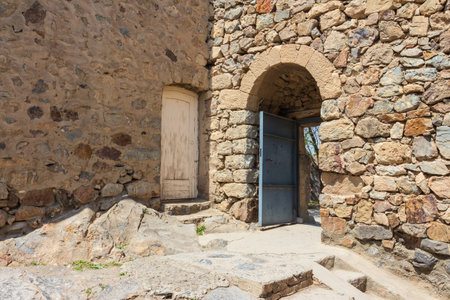 Historic wooden doors in the famous ancient monastery of Khor Virap near Yerevan. Armeniaの写真素材