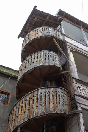 Incredible spiral staircase in the historical building of the Old Town of Tbilisi. Georgia is a countryの写真素材