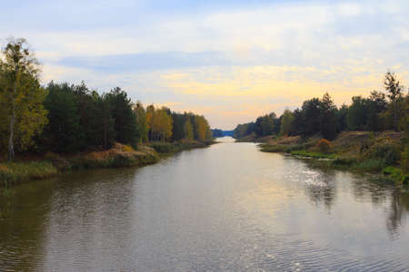 Canal in the autumn forest near Kyiv. Ukraine