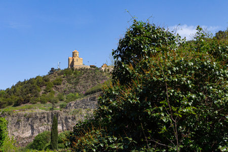 View of the Tabori Monastery, built on a hill in Tbilisi. Georgia country