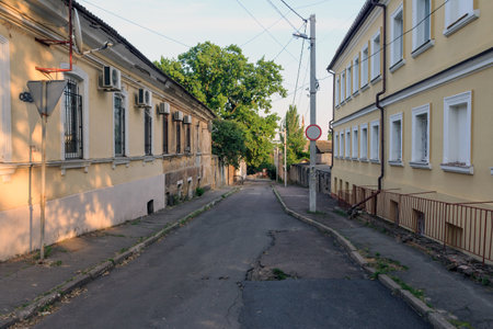 Street in the city of Kherson in the morning. Ukraineの写真素材