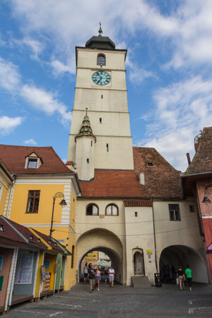 The central square of the city of Sibiu on a warm summer evening. Transylvania. Romania. June 28, 2019のeditorial素材