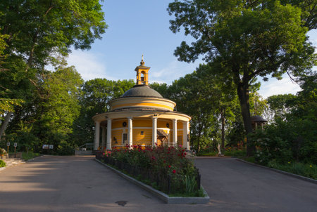 View on the Church of St. Nicholas is a Neoclassical style rotunda in the Askold's Grave park of Kyiv, Ukraineの写真素材