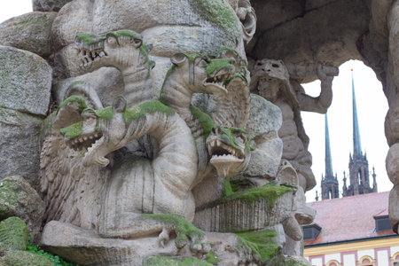 Statues of dragon in the park.の写真素材