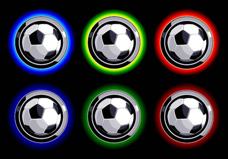 set of soccer buttons on black backgroundのイラスト素材