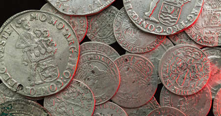 ancient silver medieval coinsの写真素材