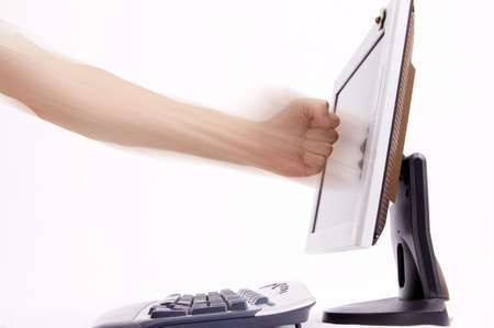 frustrated on computerの写真素材