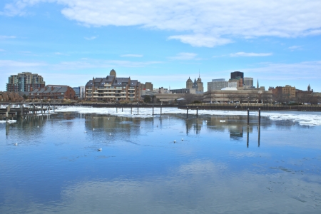Buffalo skyline taken from across the harborの写真素材