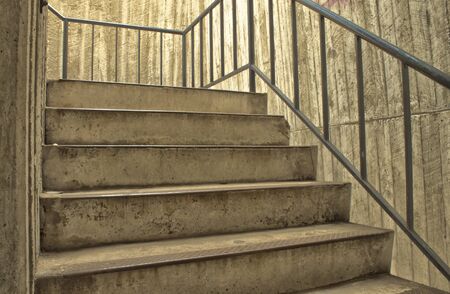 Staircase up the tower with metal railing.の写真素材