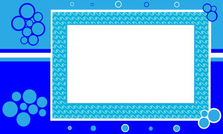 Blue and white design with circles and waves  Empty blank box のイラスト素材