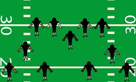 Illustration of defensive side of American football team on the field  Birds eye view のイラスト素材