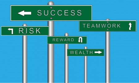 Five motivational street signs with directional arrows  File is layered 