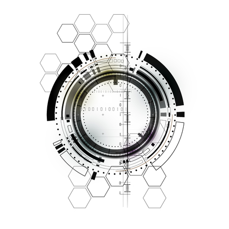 Technological communication digital modern hexagon circle signal interface abstract background vector designのイラスト素材