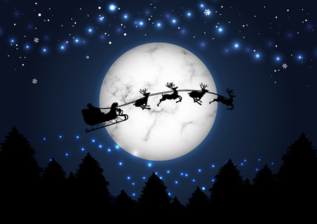 Happy Christmas and new year concept Santa on the moon background vector designのイラスト素材