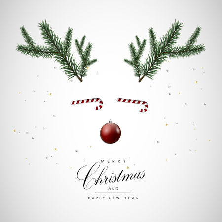 Merry Christmas and happy new year elements reindeer background template vector designのイラスト素材