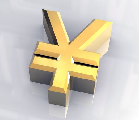 yen symbol in gold (3D)の写真素材
