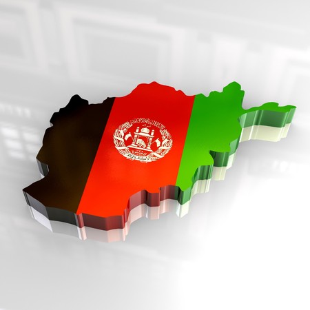 3d flag map of afghanistanの写真素材
