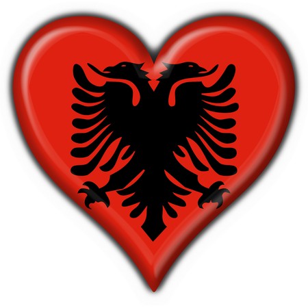 albanian button flag heart shapeの写真素材
